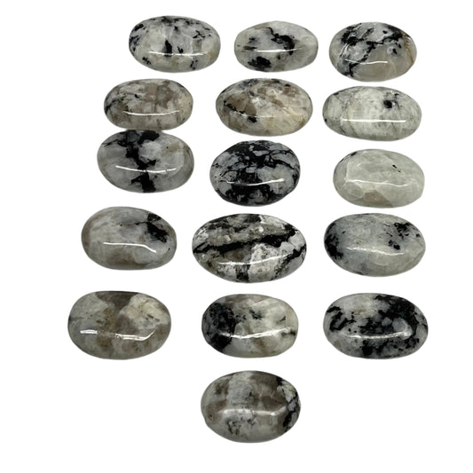 2.2 lb, 1.7"-2.2", 16 pcs, Rainbow Moonstone Palm-Stone Polished Crystal,B21345