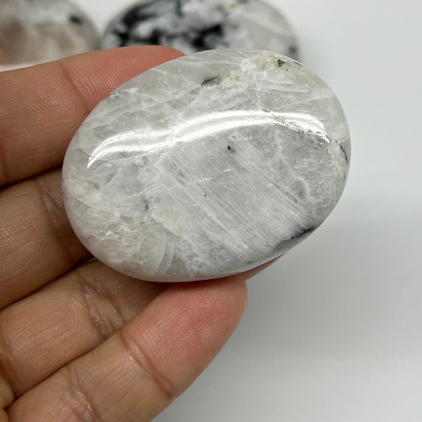 2.2 lb, 1.9"-2.3", 15 pcs, Rainbow Moonstone Palm-Stone Polished Crystal,B21348