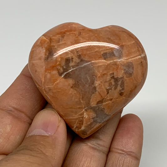 80.2g, 1.9"x2"x1", Peach Moonstone Heart Crystal Polished, B34990