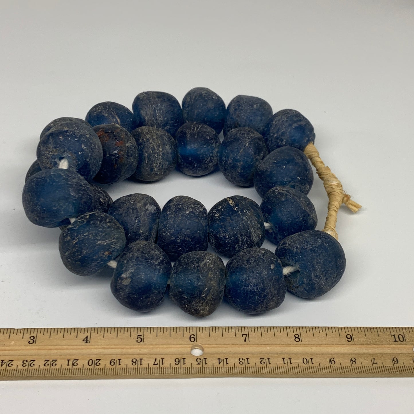 2.24 lbs, 24mm-31mm, 1 Strand, 24 beads, Blue Sea Glass Beads, B35695