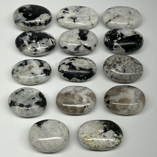 2.2 lb, 1.8"-2.5", 14 pcs, Rainbow Moonstone Palm-Stone Polished Crystal,B21353