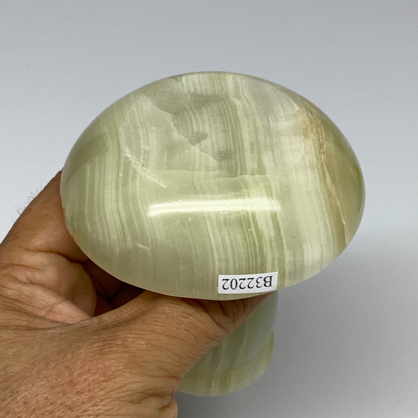 270g, 3.2"x1.5"x3", Natural Green Onyx Candle Holder Gemstone Hand Carved, B3220