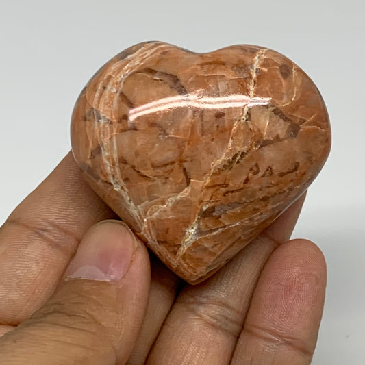 75.1g, 1.9"x2"x1", Peach Moonstone Heart Crystal Polished, B34994