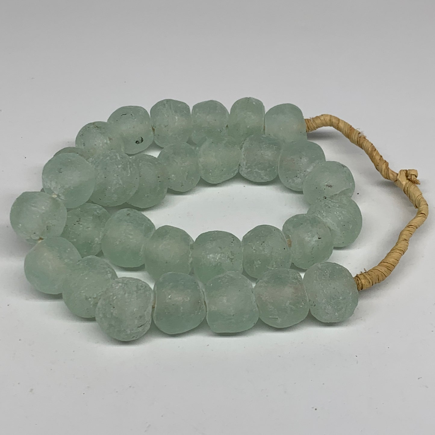 0.88 lbs, 15mm-20mm, 1 Strand, 31 beads, Green/Blue Sea Glass Beads, B35699