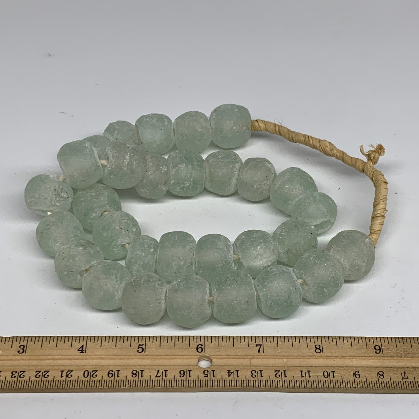 0.89 lbs, 13mm-21mm, 1 Strand, 31 beads, Green/Blue Sea Glass Beads, B35701