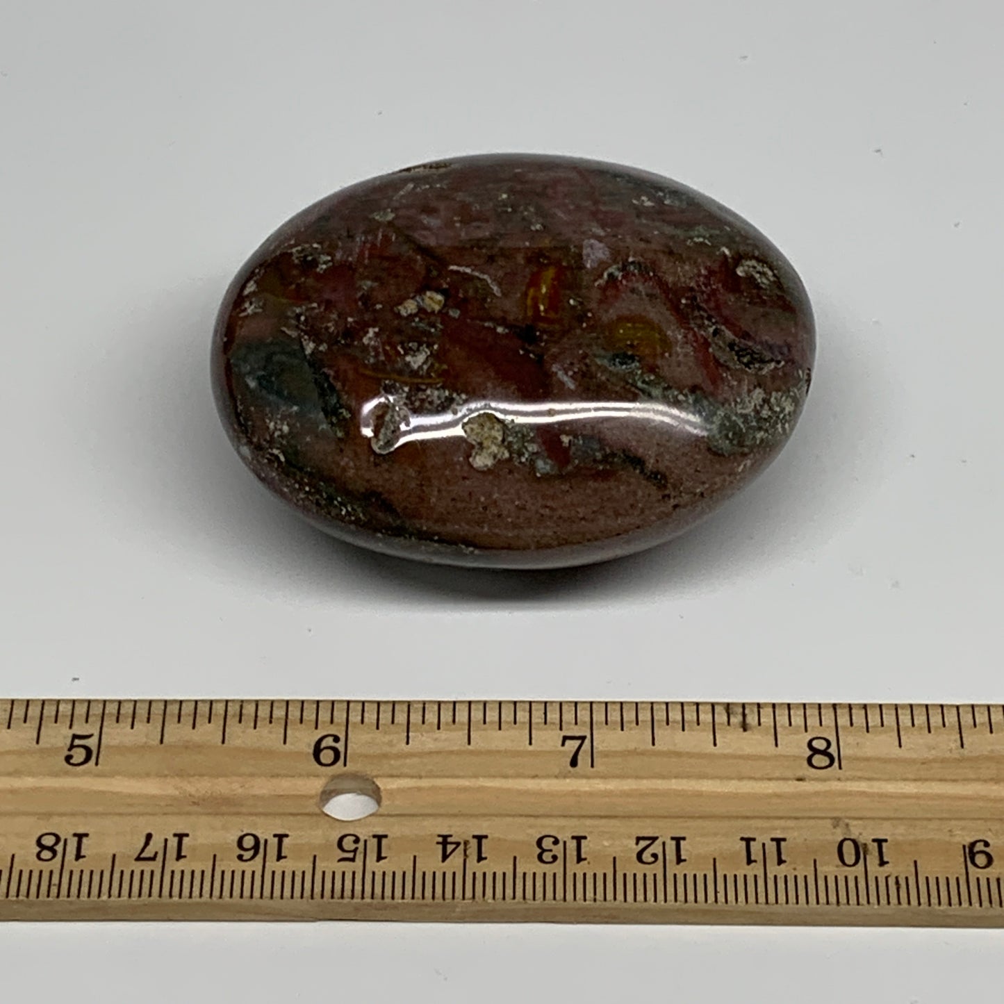 151.9g, 2.6"x2.1"x1.2" Natural Ocean Jasper Palm-Stone Orbicular Jasper, B30747