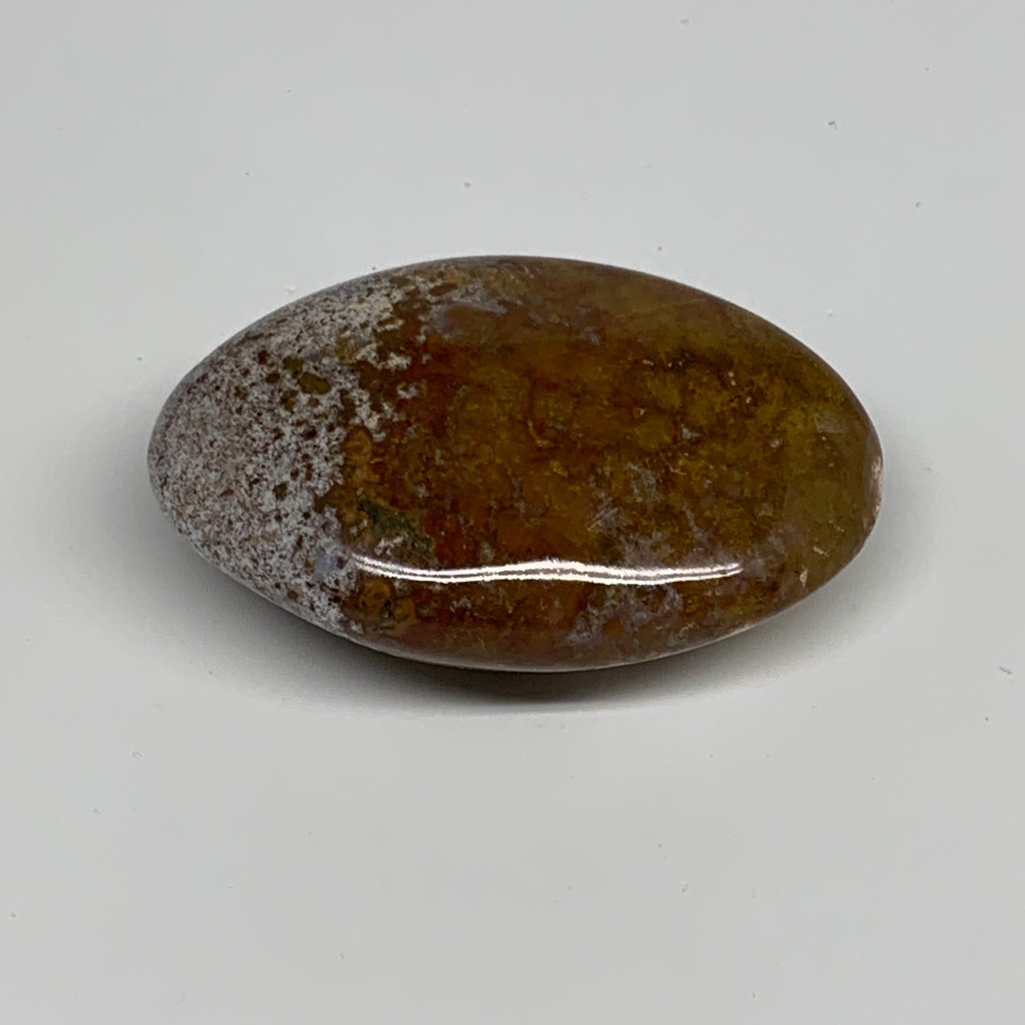 117.5g, 2.8"x1.8"x1" Natural Ocean Jasper Palm-Stone Orbicular Jasper, B30748