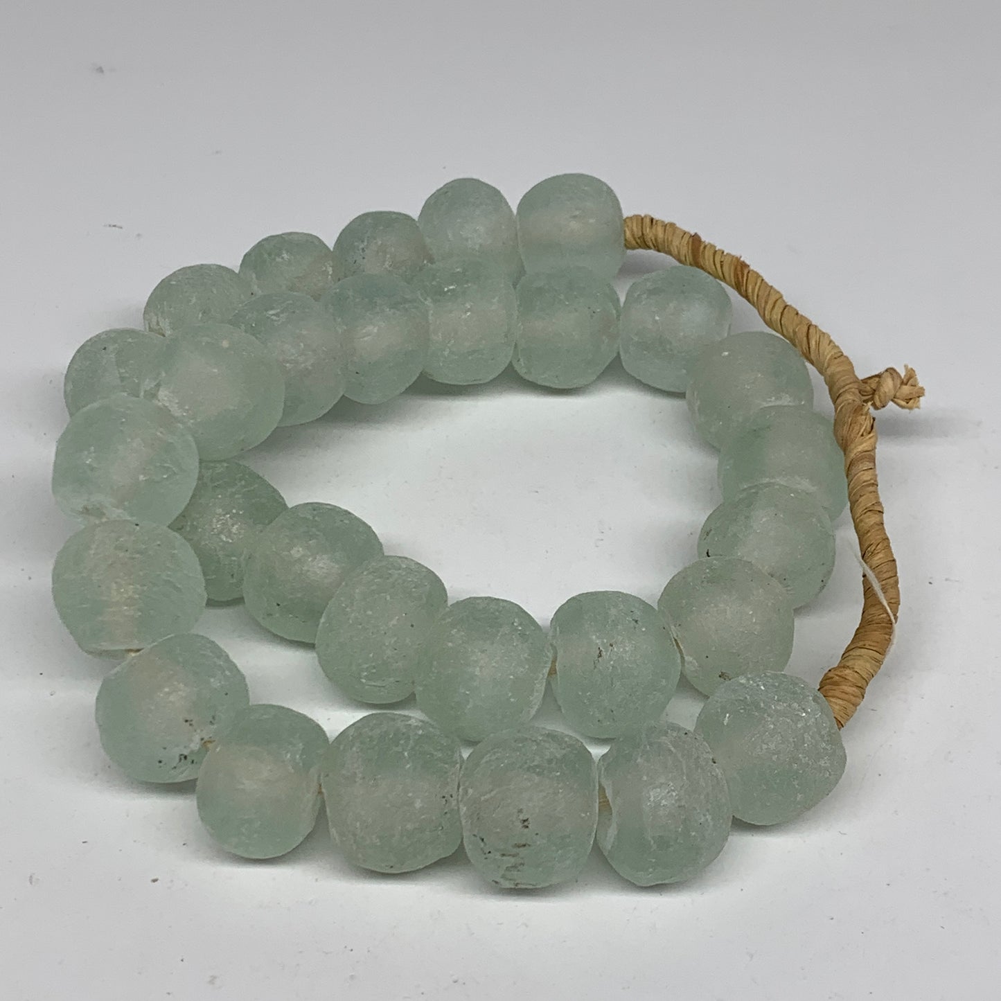 0.88 lbs, 17mm-21mm, 1 Strand, 30 beads, Green/Blue Sea Glass Beads, B35706