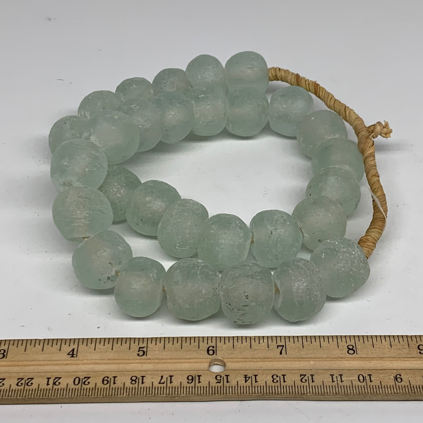 0.88 lbs, 17mm-21mm, 1 Strand, 30 beads, Green/Blue Sea Glass Beads, B35706