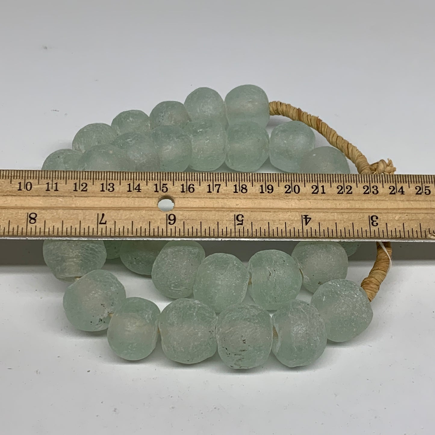 0.88 lbs, 17mm-21mm, 1 Strand, 30 beads, Green/Blue Sea Glass Beads, B35706