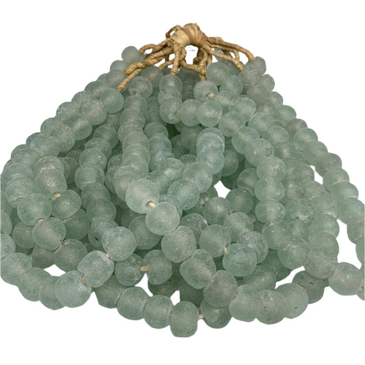 1 Strand, 0.9-1 lbs, 15mm-23mm, 1 Strand, 29-31 beads, Green/Blue Sea Glass Bead