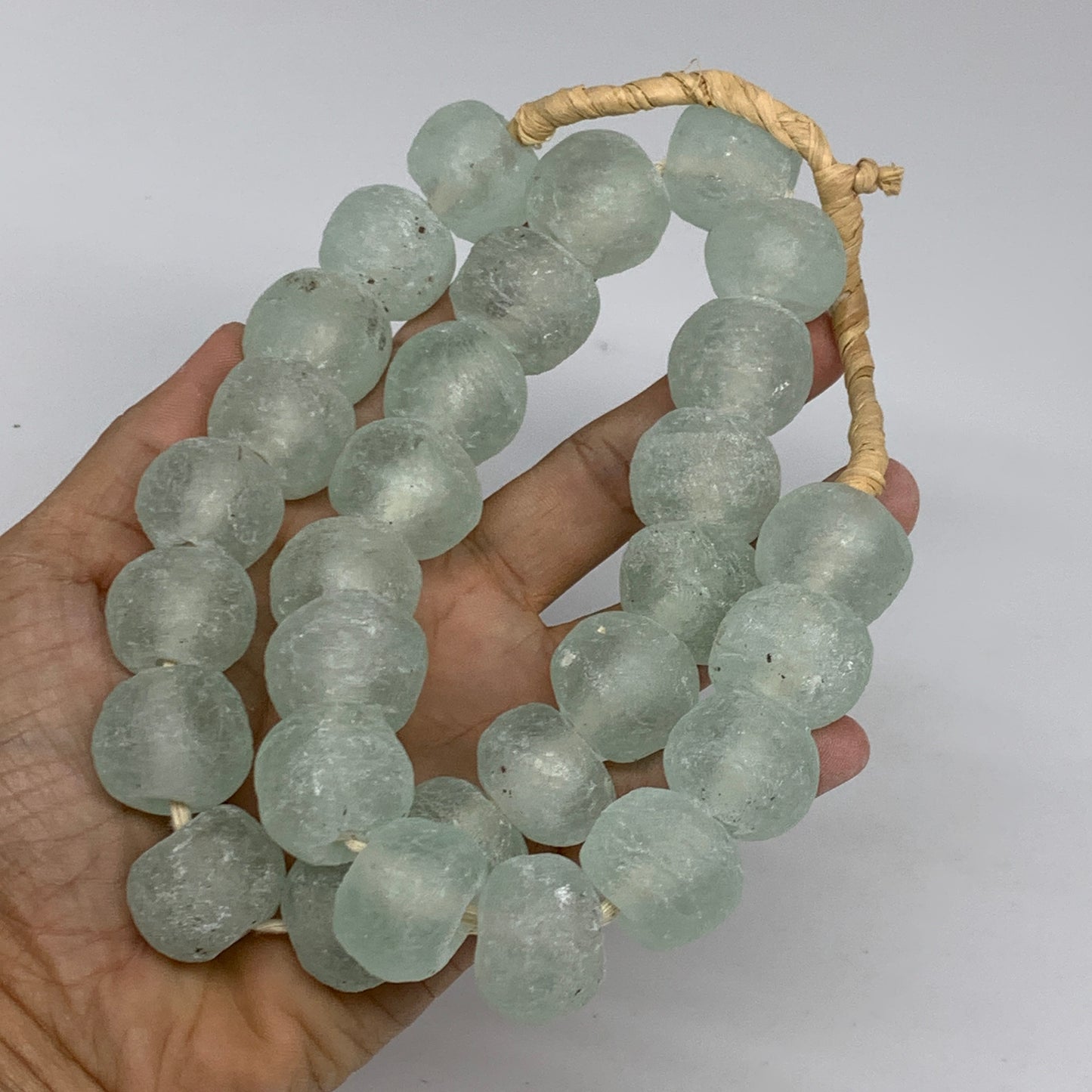 0.85 lbs, 16mm-21mm, 1 Strand, 30 beads, Green/Blue Sea Glass Beads, B35707