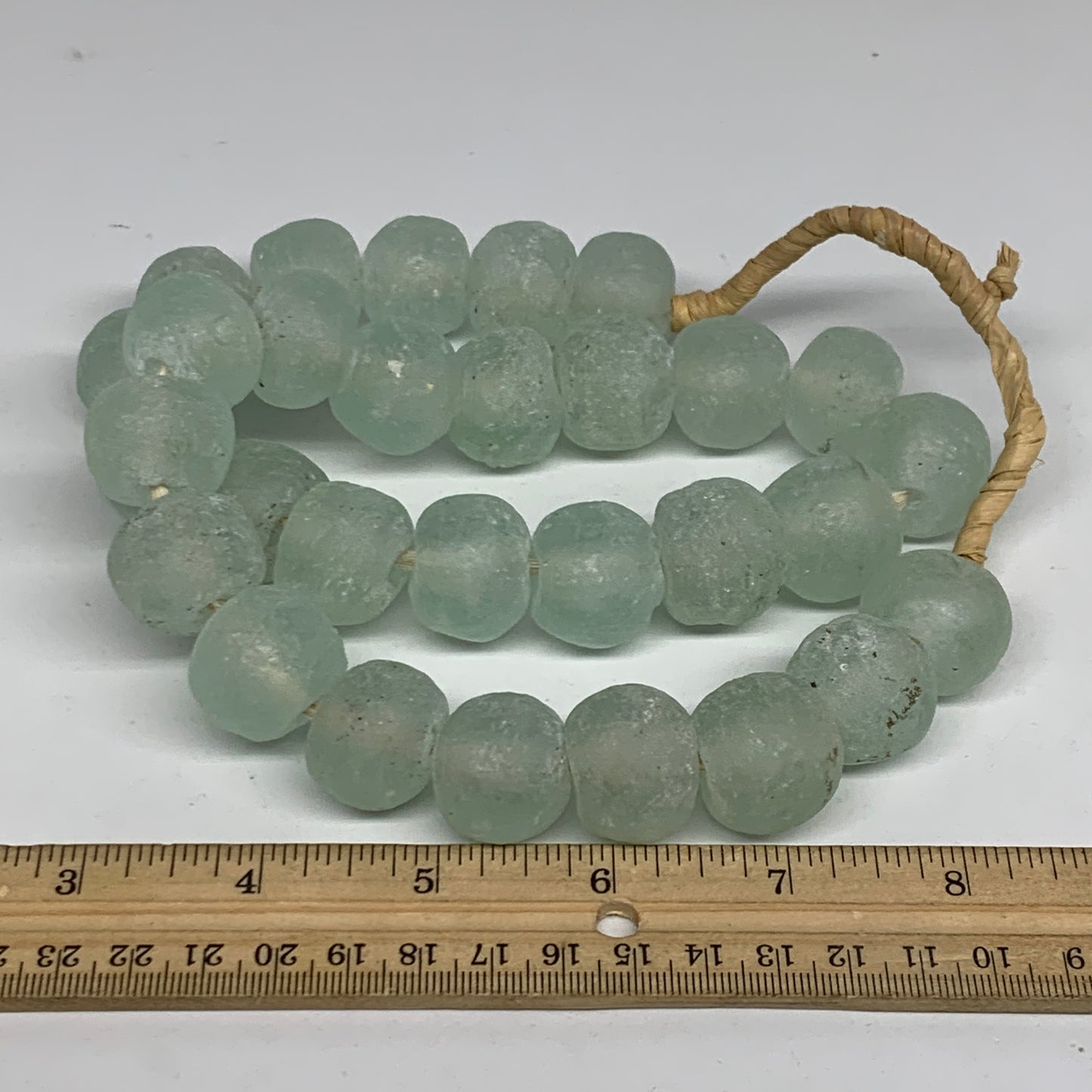 0.85 lbs, 16mm-21mm, 1 Strand, 30 beads, Green/Blue Sea Glass Beads, B35707