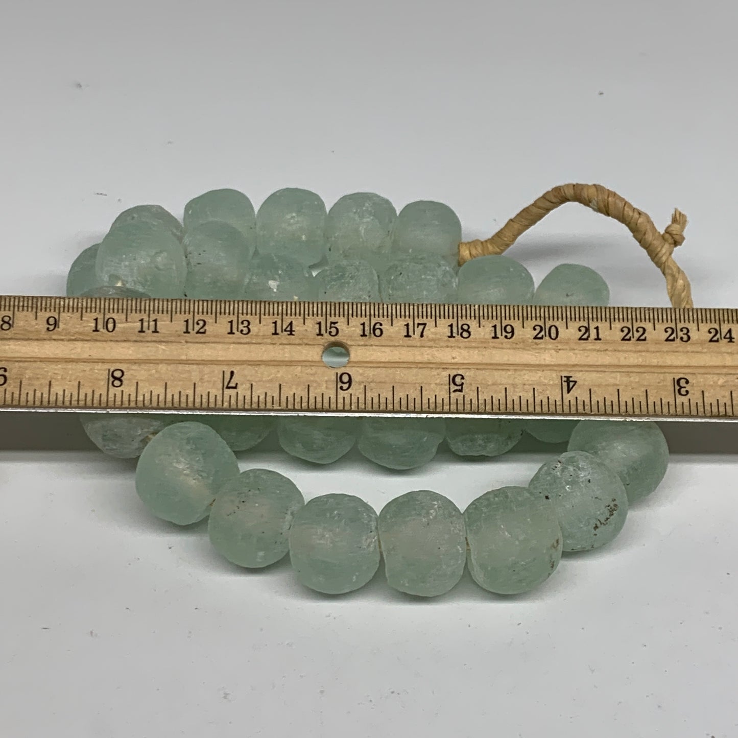 0.85 lbs, 16mm-21mm, 1 Strand, 30 beads, Green/Blue Sea Glass Beads, B35707