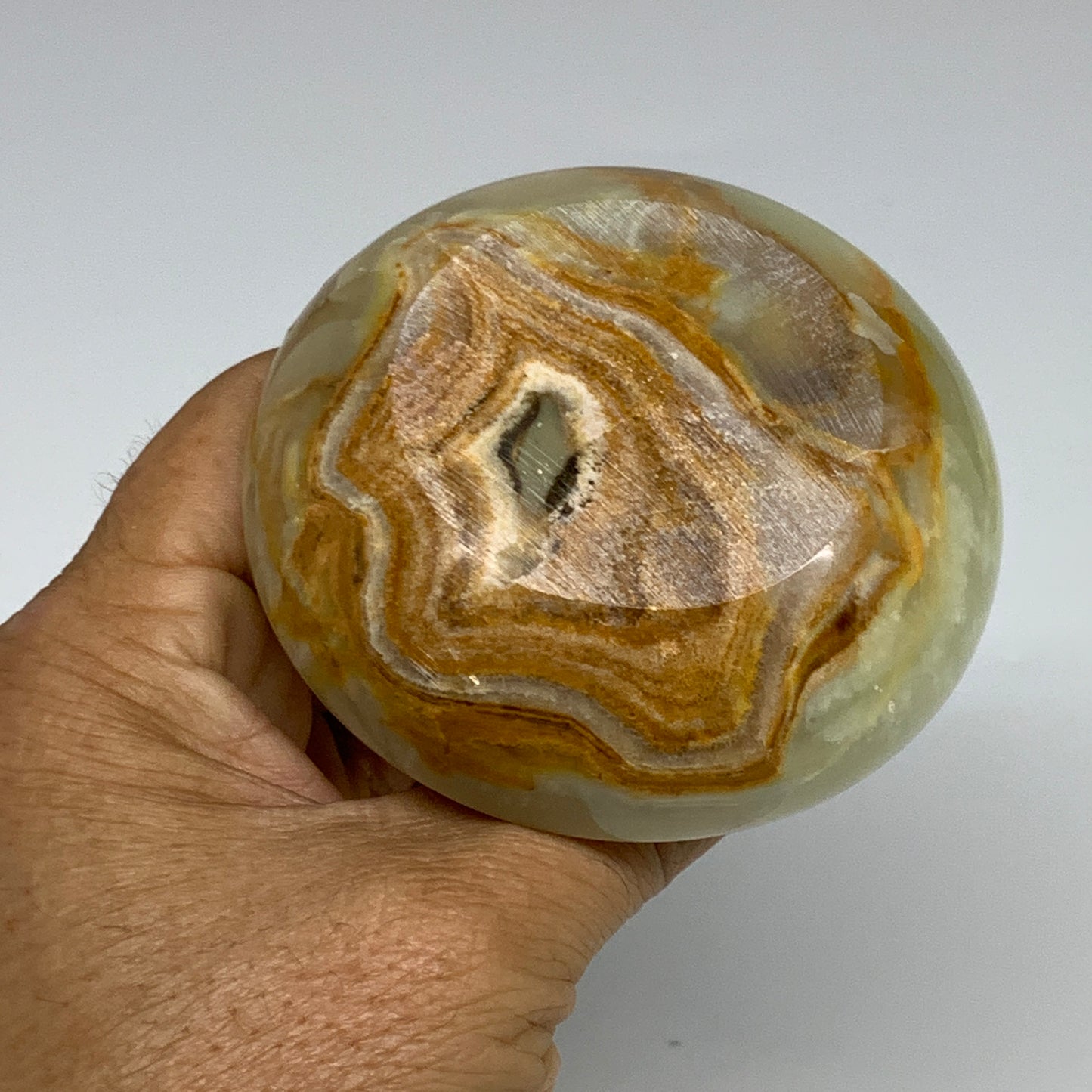 207g, 2.7"x1.4"x2.9", Natural Green Onyx Candle Holder Gemstone Hand Carved, B32