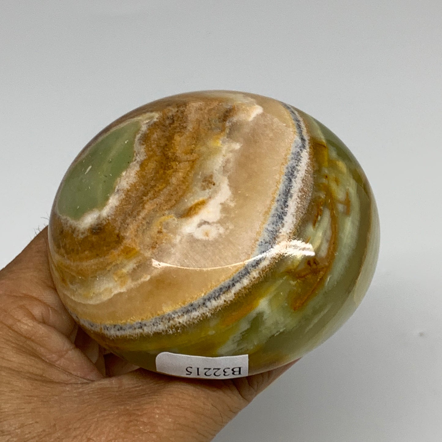 202g, 2.6"x1.4"x3", Natural Green Onyx Candle Holder Gemstone Hand Carved, B3221