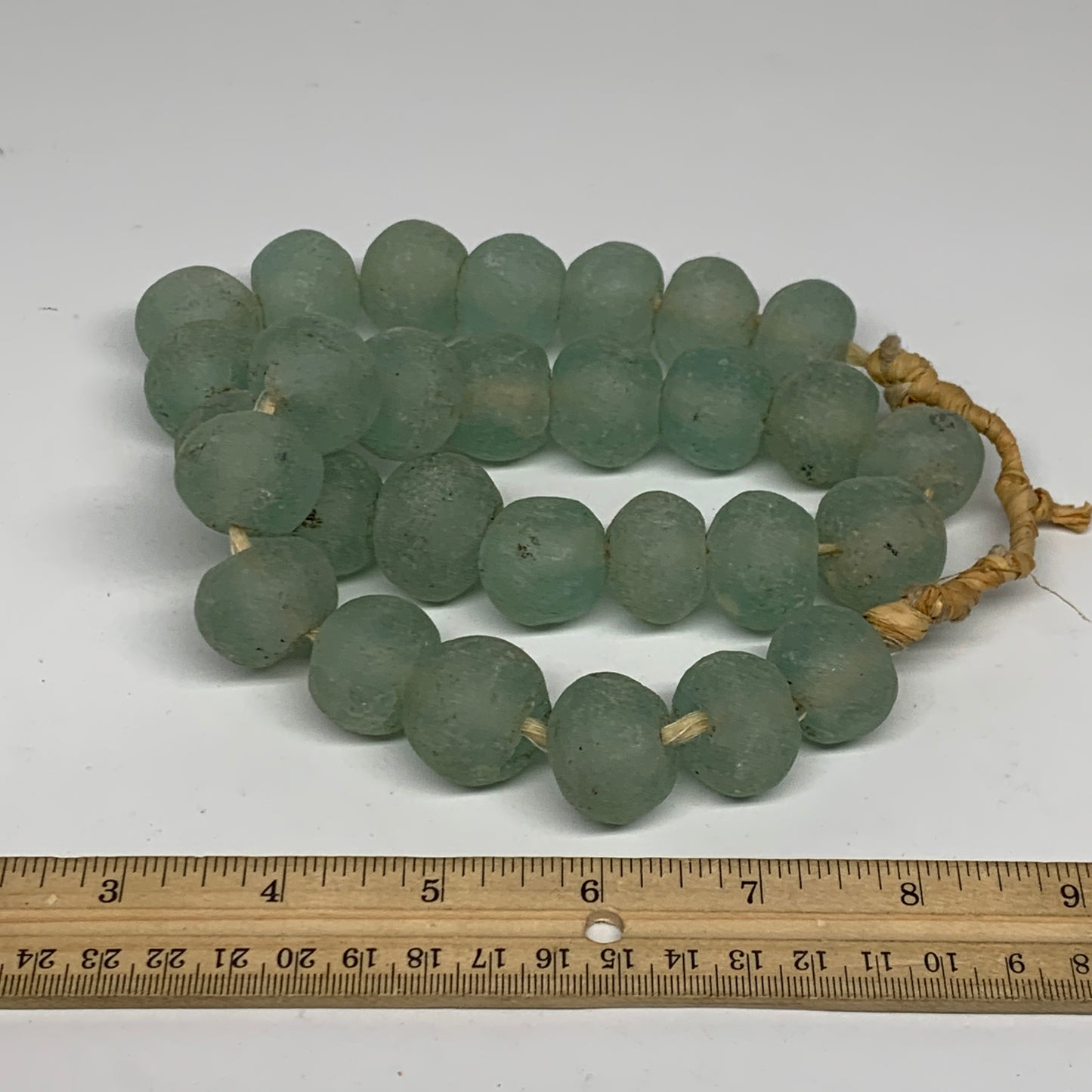 0.97 lbs, 17mm-23mm, 1 Strand, 29 beads, Green/Blue Sea Glass Beads , B35721