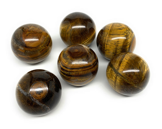 1150g, 1.9" - 2.1", 6pcs, Tiger's Eye Spheres Gemstones @India, B25057