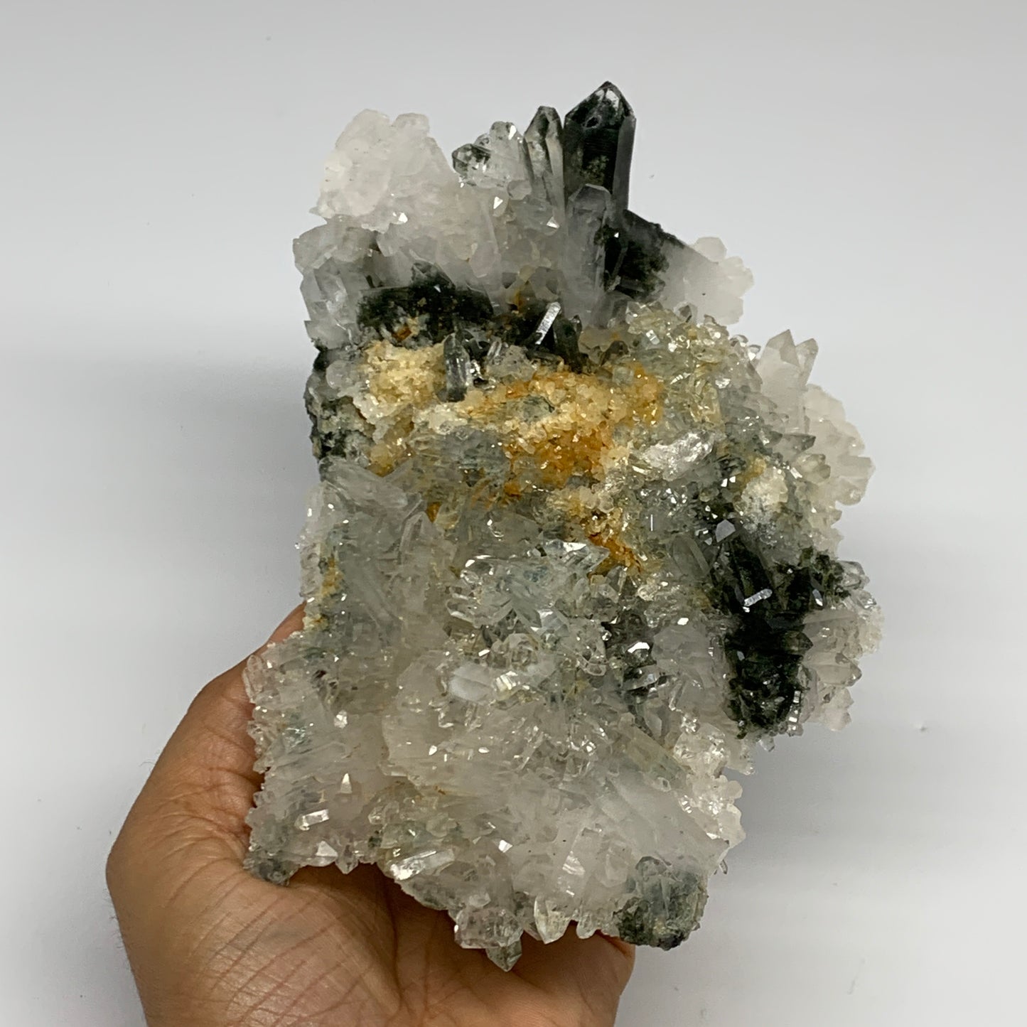 1.92 lbs, 6.7"x4.7"x3.6", Chlorine Quartz Crystal Mineral,Specimen Terminated,B2