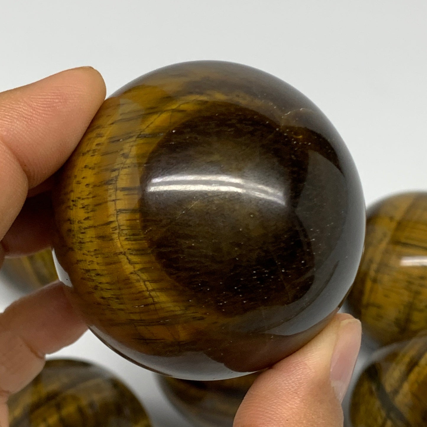 1150g, 1.9" - 2.1", 6pcs, Tiger's Eye Spheres Gemstones @India, B25057