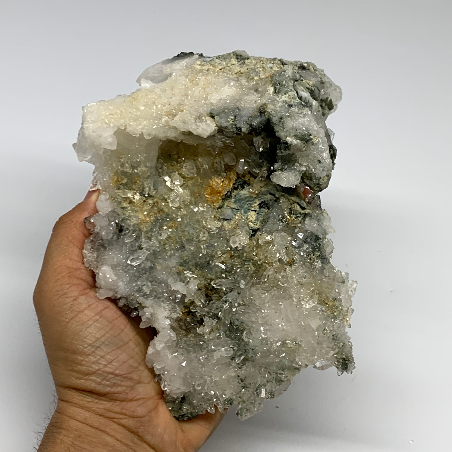 1.92 lbs, 6.7"x4.7"x3.6", Chlorine Quartz Crystal Mineral,Specimen Terminated,B2