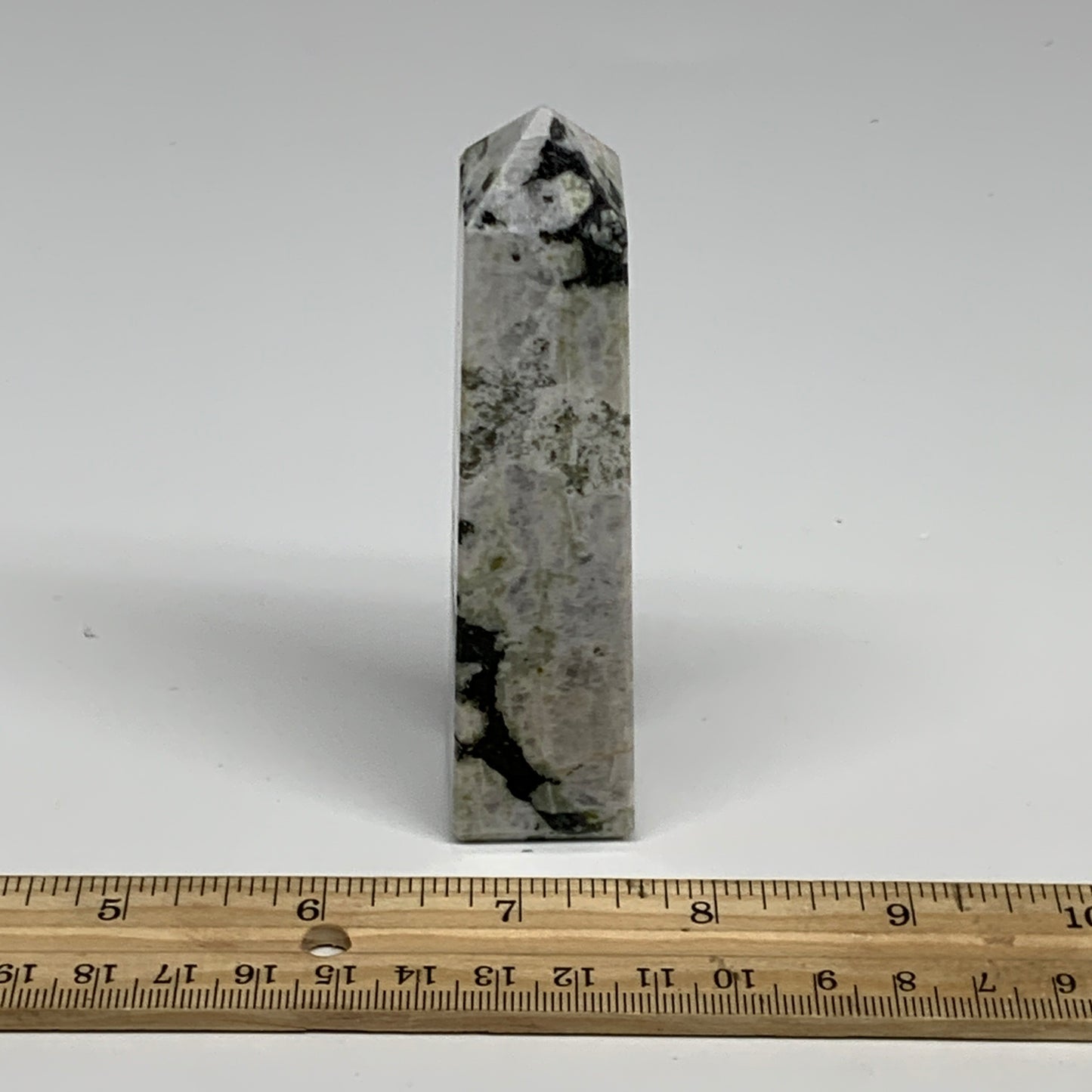 130.4g, 4.1"x1"x1" Rainbow Moonstone Tower Obelisk Point Crystal @India,B29285