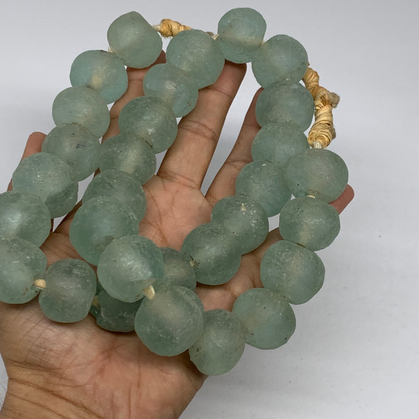 1 lbs, 17mm-23mm, 1 Strand, 30 beads, Green/Blue Sea Glass Beads , B35731