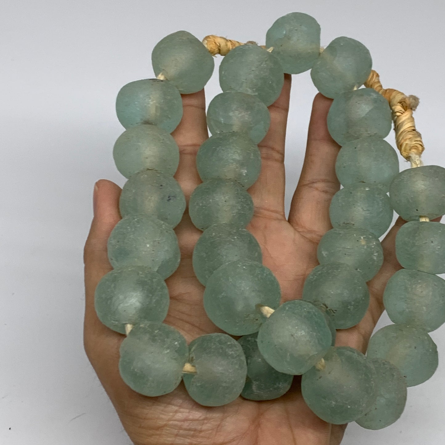 1 lbs, 17mm-23mm, 1 Strand, 30 beads, Green/Blue Sea Glass Beads , B35731