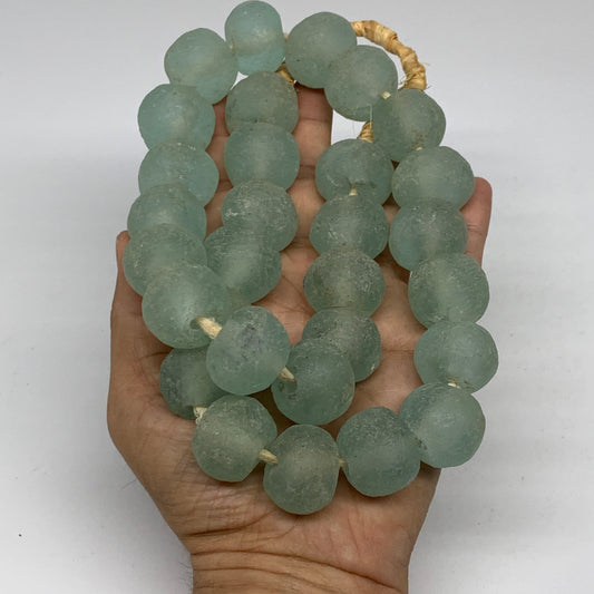 1.05 lbs, 17mm-20mm, 1 Strand, 30 beads, Green/Blue Sea Glass Beads , B35733