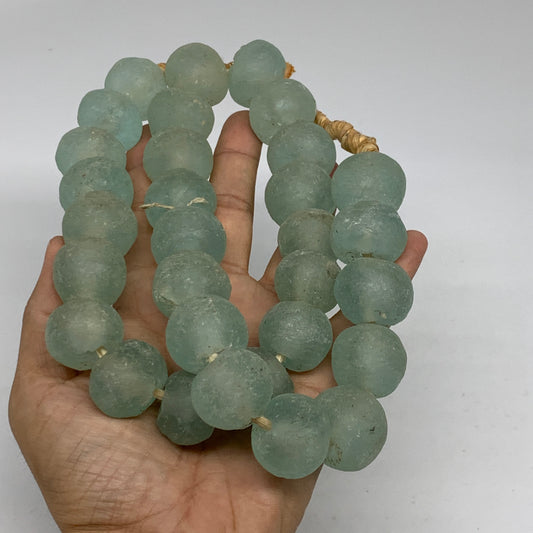 1.06 lbs, 16mm-22mm, 1 Strand, 31 beads, Green/Blue Sea Glass Beads , B35734