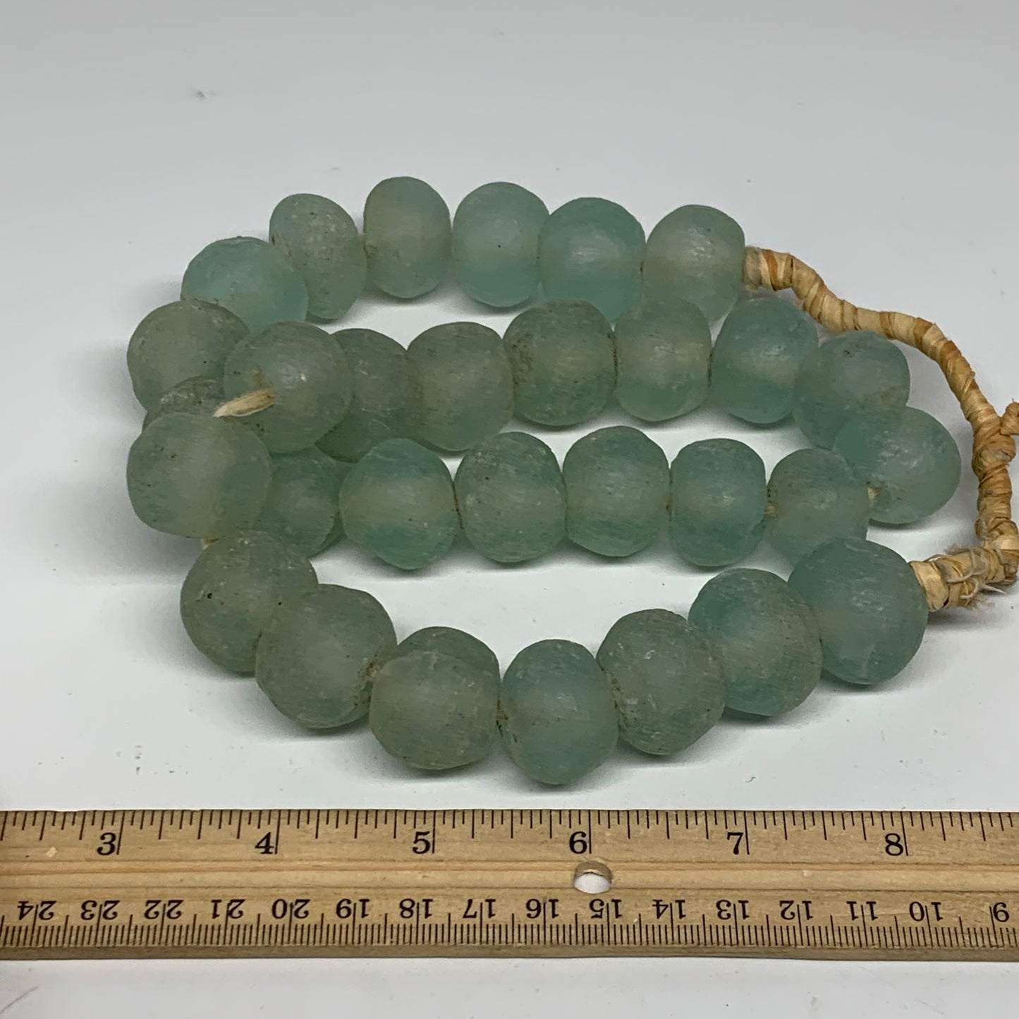 0.94 lbs, 15mm-23mm, 1 Strand, 30 beads, Green/Blue Sea Glass Beads , B35736