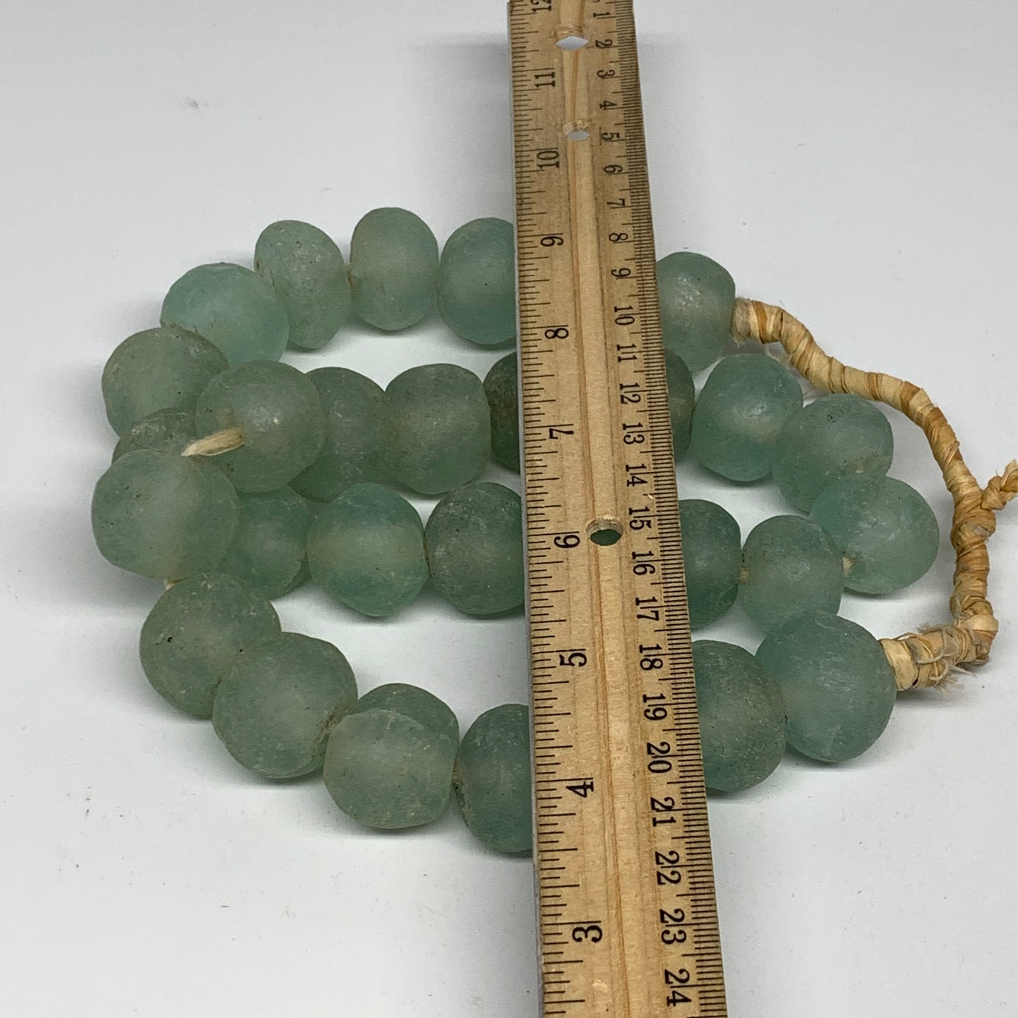 0.94 lbs, 15mm-23mm, 1 Strand, 30 beads, Green/Blue Sea Glass Beads , B35736