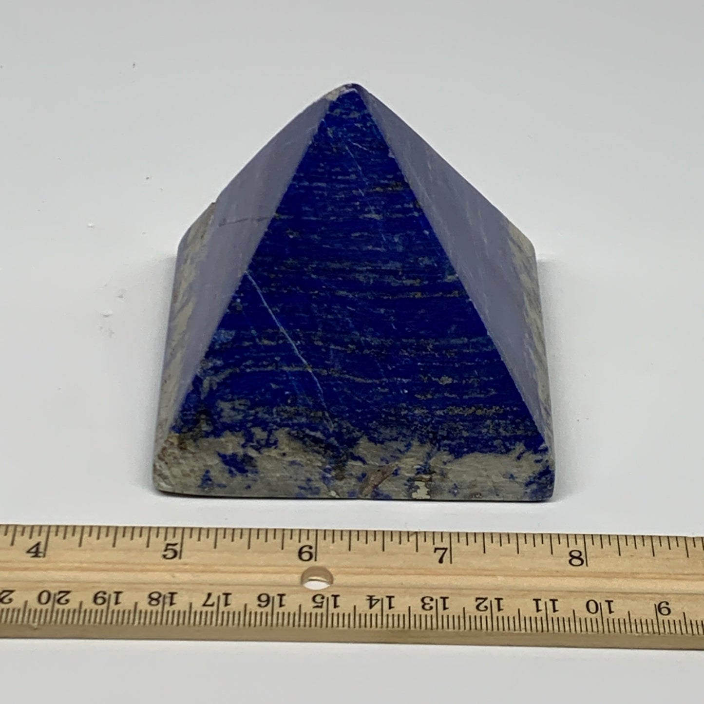 1.25 lbs, 3"x3"x3.1",Lapis Lazuli Pyramid Crystal Gemstone @Afghanistan,B27791