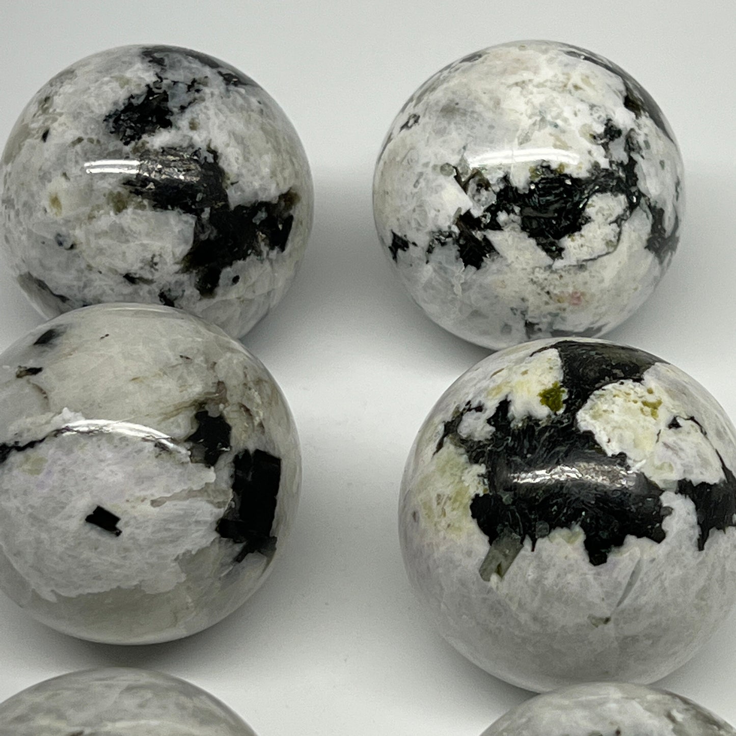 1005g, 1.8" - 2", 6pcs, Rainbow Moonstone Spheres Gemstones @India, B21422