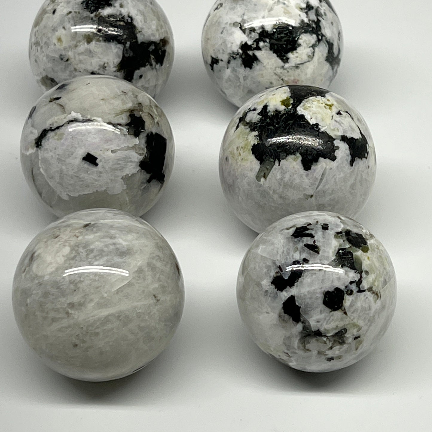 1005g, 1.8" - 2", 6pcs, Rainbow Moonstone Spheres Gemstones @India, B21422