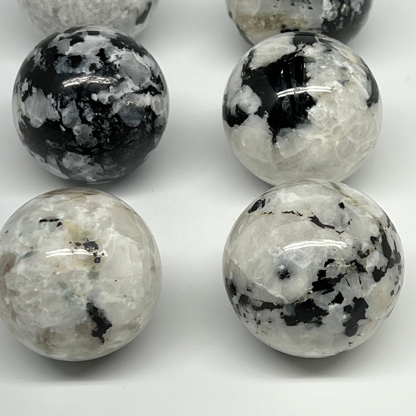 1045g, 1.9" - 2.1", 6pcs, Rainbow Moonstone Spheres Gemstones @India, B21423