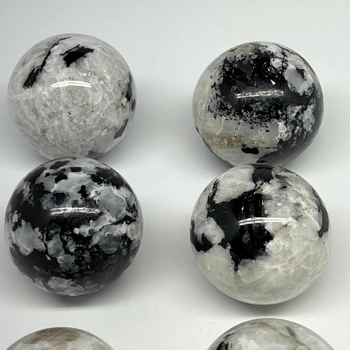 1045g, 1.9" - 2.1", 6pcs, Rainbow Moonstone Spheres Gemstones @India, B21423