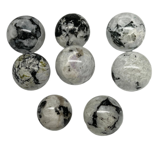 1050g, 1.5" - 2", 8pcs, Rainbow Moonstone Spheres Gemstones @India, B21424