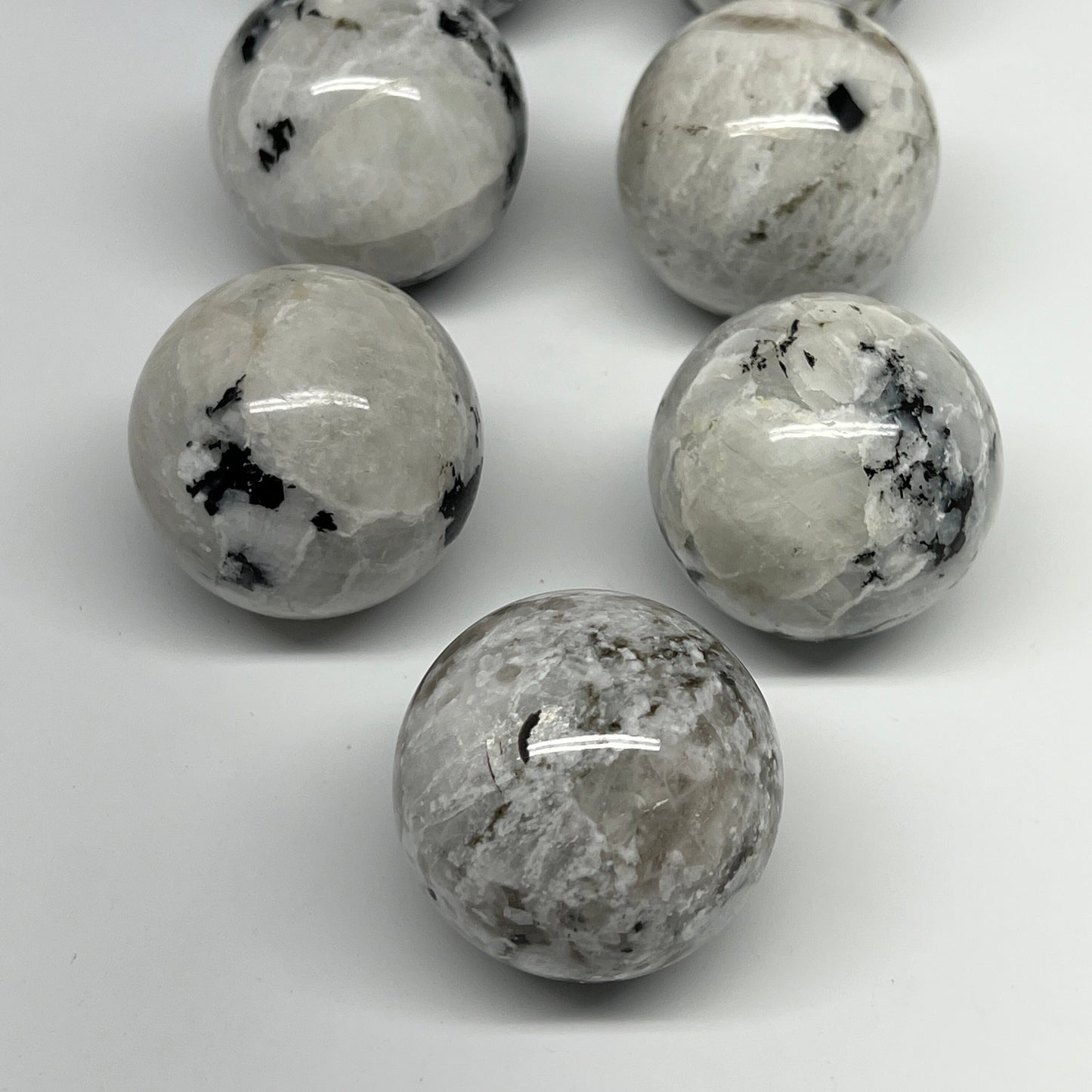 1075g, 1.8" - 2", 7pcs, Rainbow Moonstone Spheres Gemstones @India, B21425