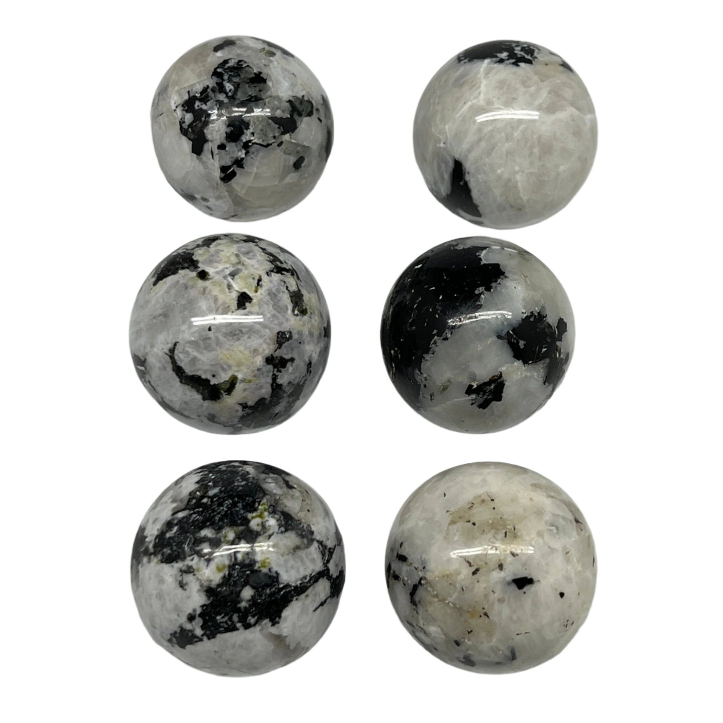 1005g, 1.8" - 2", 6pcs, Rainbow Moonstone Spheres Gemstones @India, B21426