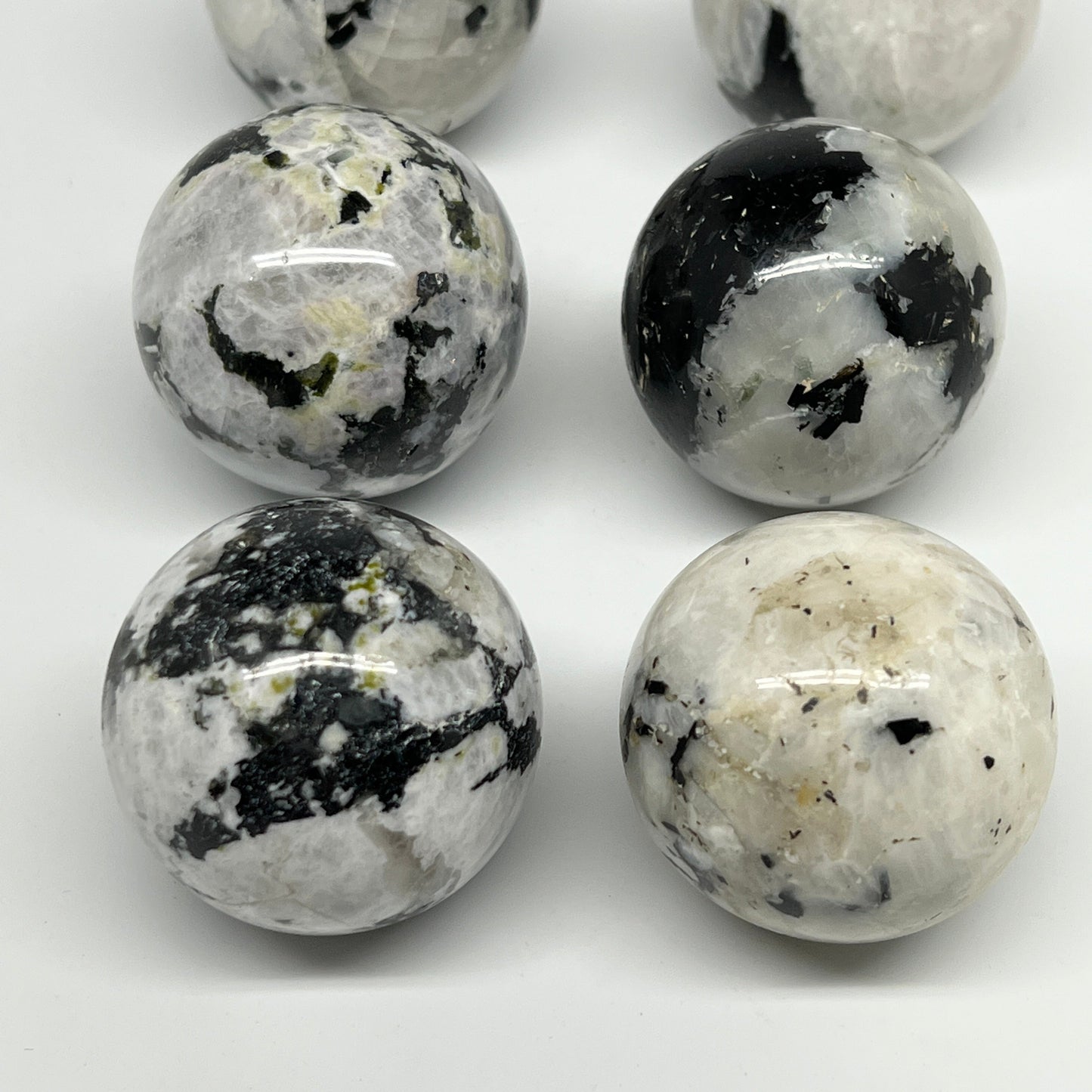 1005g, 1.8" - 2", 6pcs, Rainbow Moonstone Spheres Gemstones @India, B21426