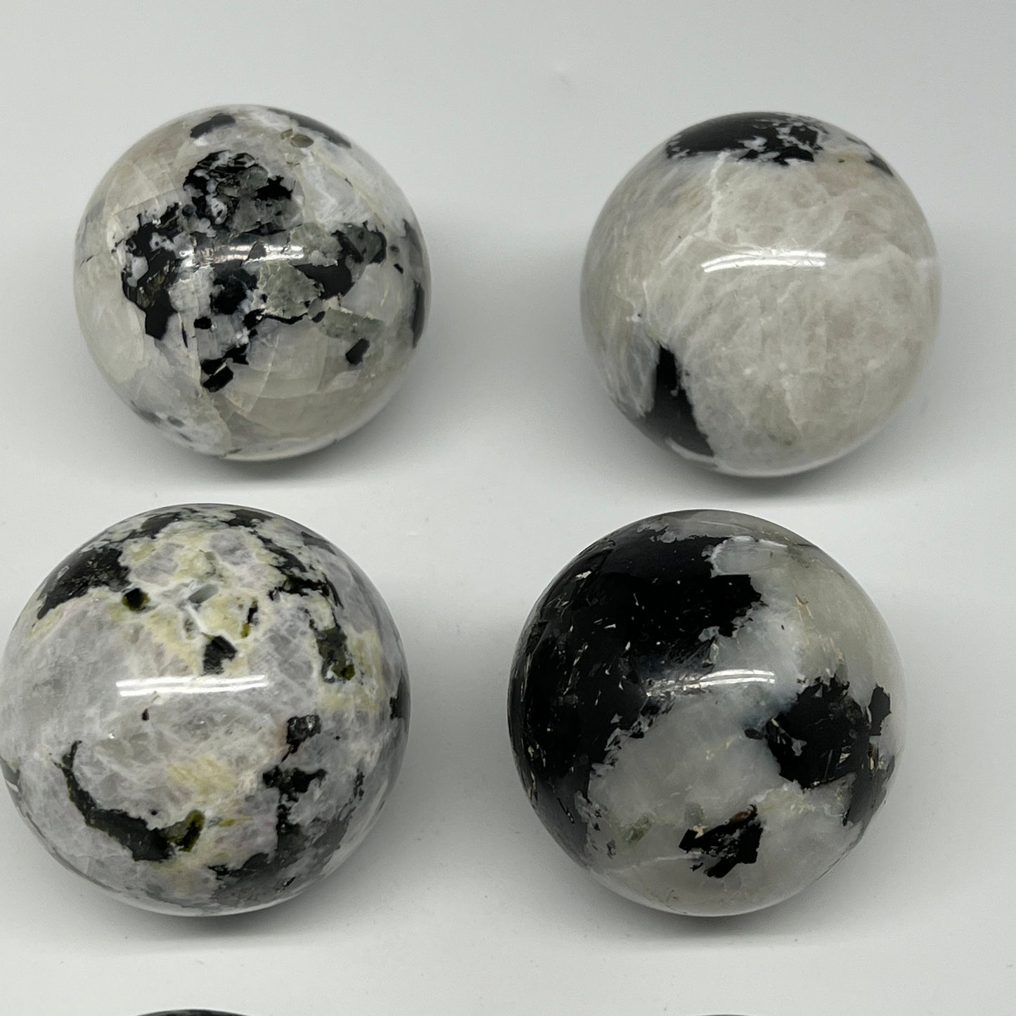 1005g, 1.8" - 2", 6pcs, Rainbow Moonstone Spheres Gemstones @India, B21426