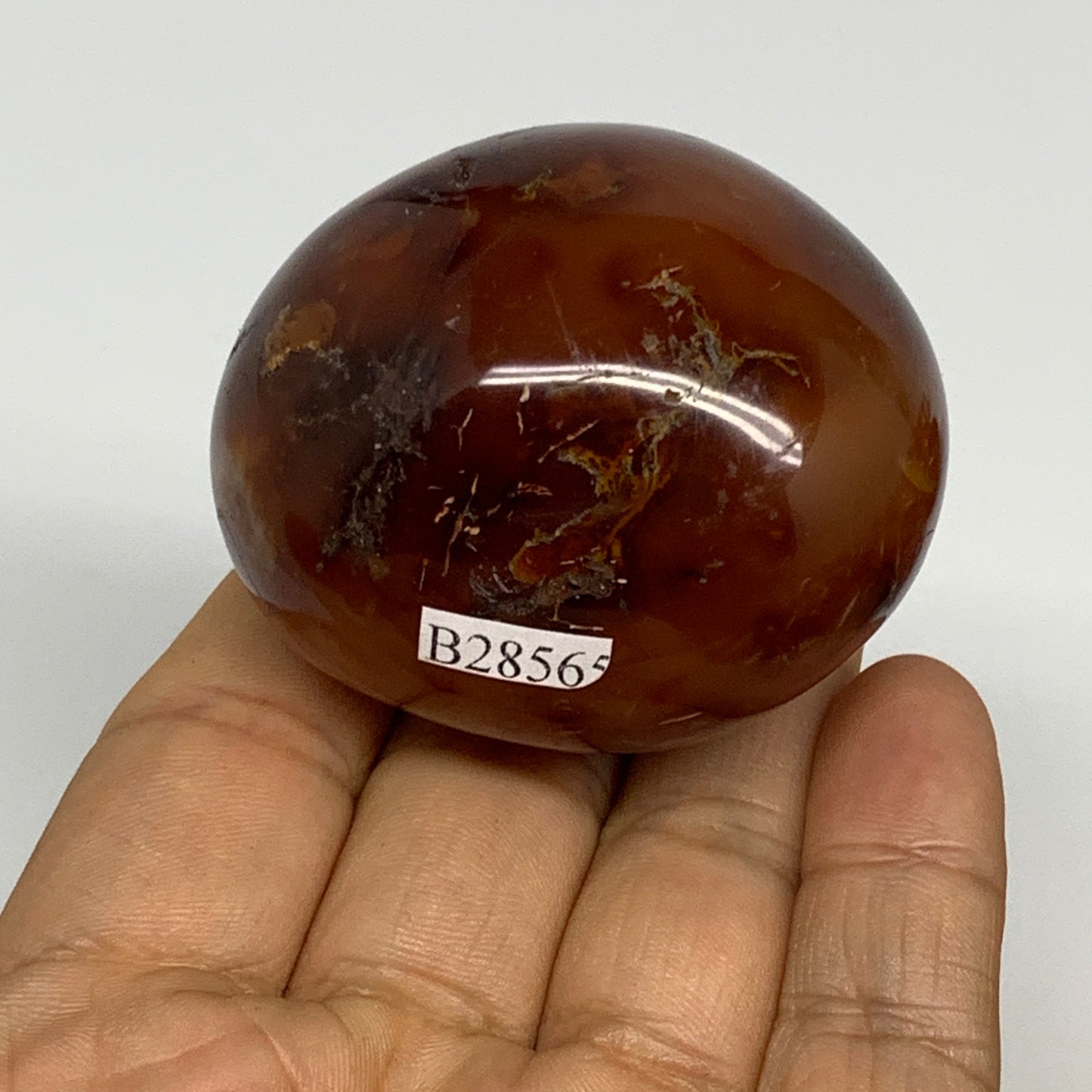 138.4g,2.1"x1.9"x1.6", Red Carnelian Palm-Stone Gem Crystal Polished, B28569