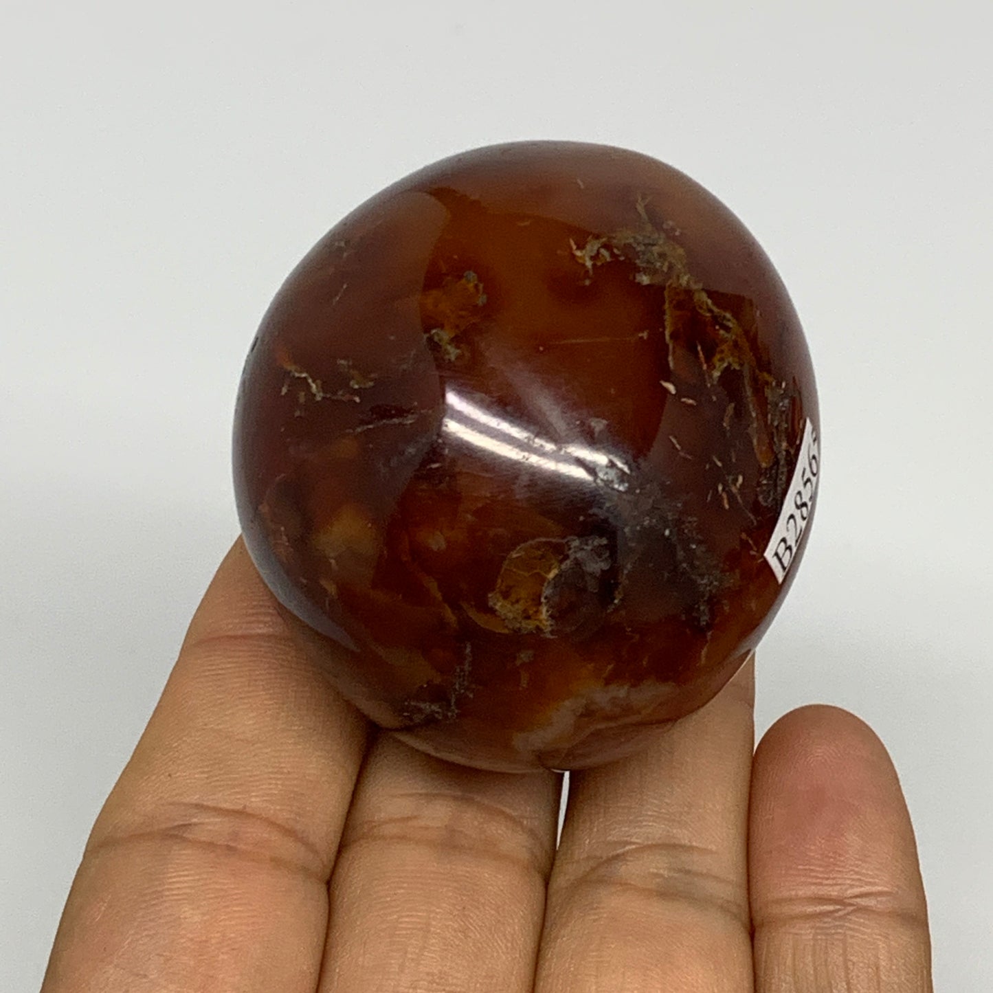 138.4g,2.1"x1.9"x1.6", Red Carnelian Palm-Stone Gem Crystal Polished, B28569