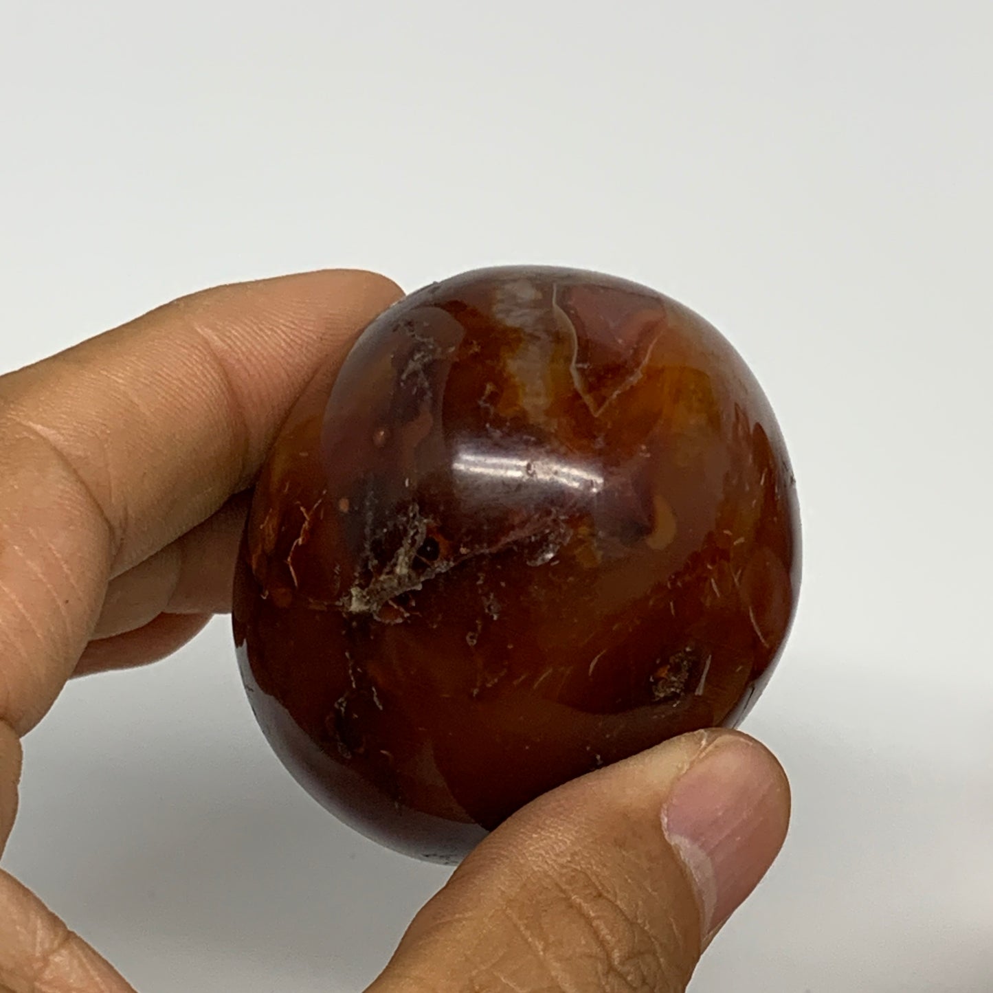 138.4g,2.1"x1.9"x1.6", Red Carnelian Palm-Stone Gem Crystal Polished, B28569