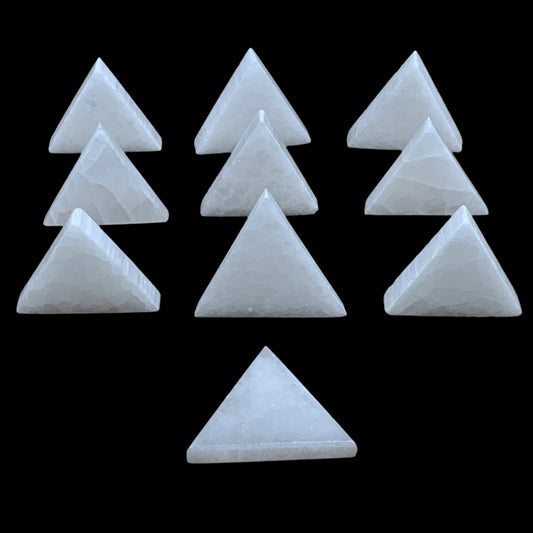 10pcs, 40-75g, 2.1"-2.6", Selenite Crystal (Satin Spar) Triangle, B35745