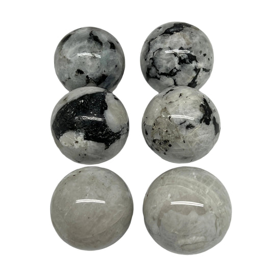 1005g, 1.9" - 2.1", 6pcs, Rainbow Moonstone Spheres Gemstones @India, B21429