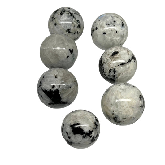 1035g, 1.6" - 2", 7pcs, Rainbow Moonstone Spheres Gemstones @India, B21430