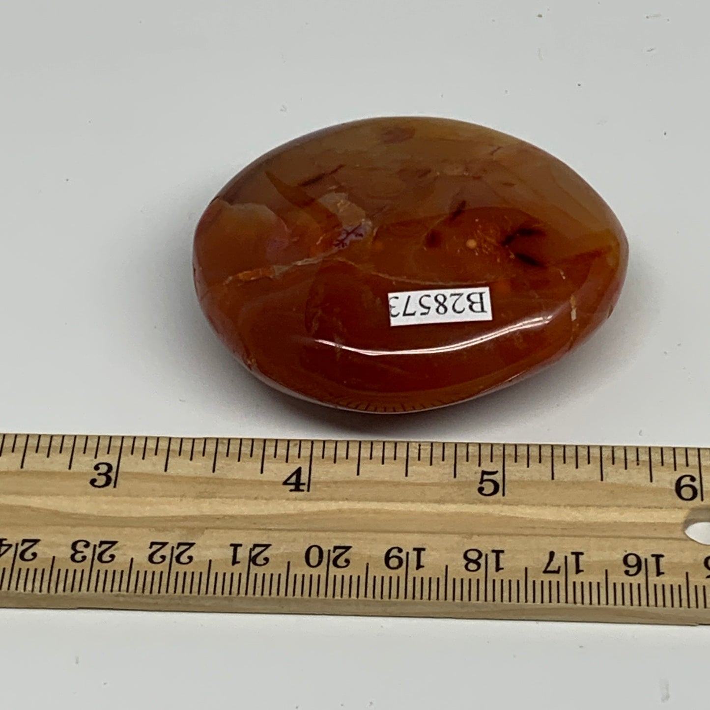 98.9g,2.4"x2.1"x0.9", Red Carnelian Palm-Stone Gem Crystal Polished, B28573