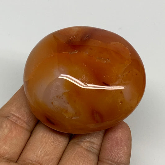 120g,2.3"x2.1"x1.1", Red Carnelian Palm-Stone Gem Crystal Polished, B28598